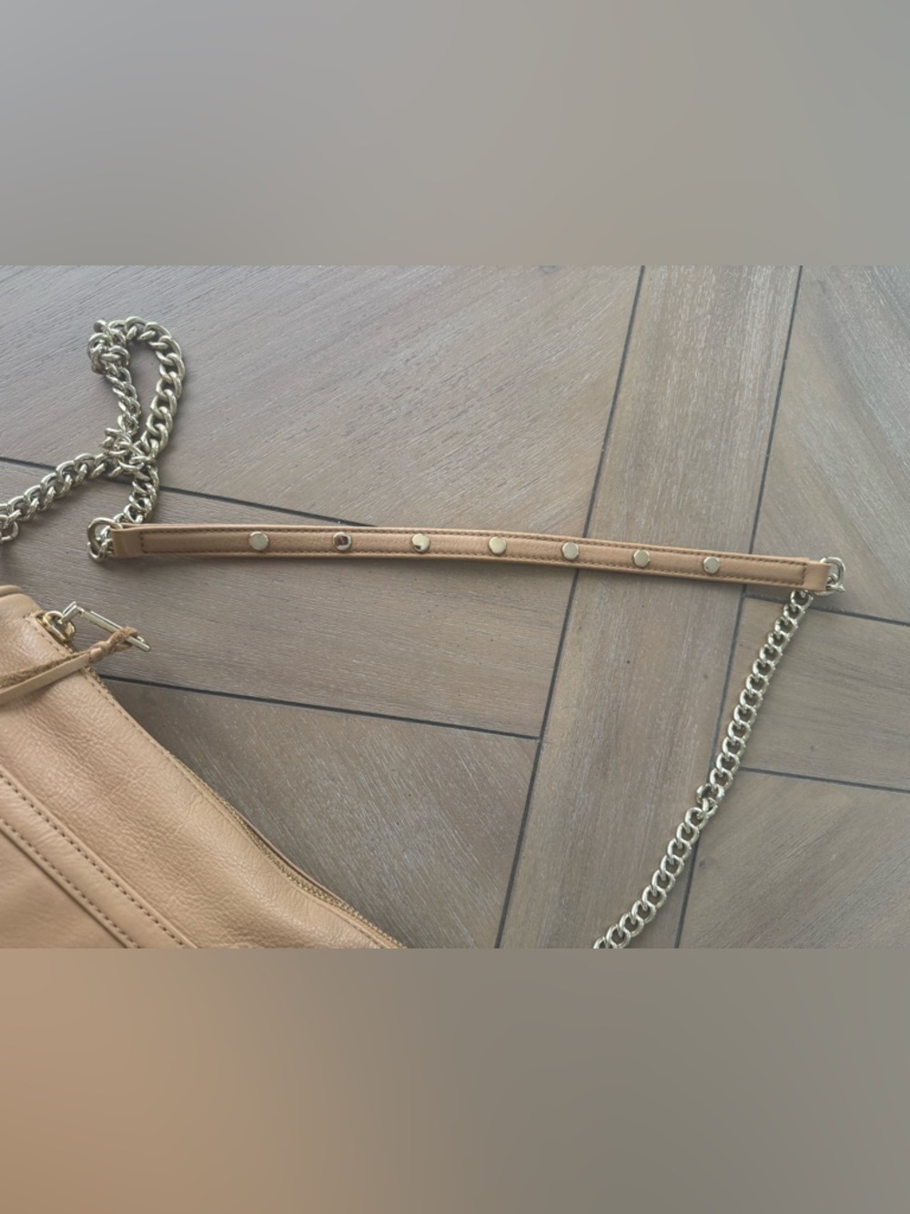 Rebecca Minkoff Tan Leather Crossbody with Chain Strap - Picture 14 of 16